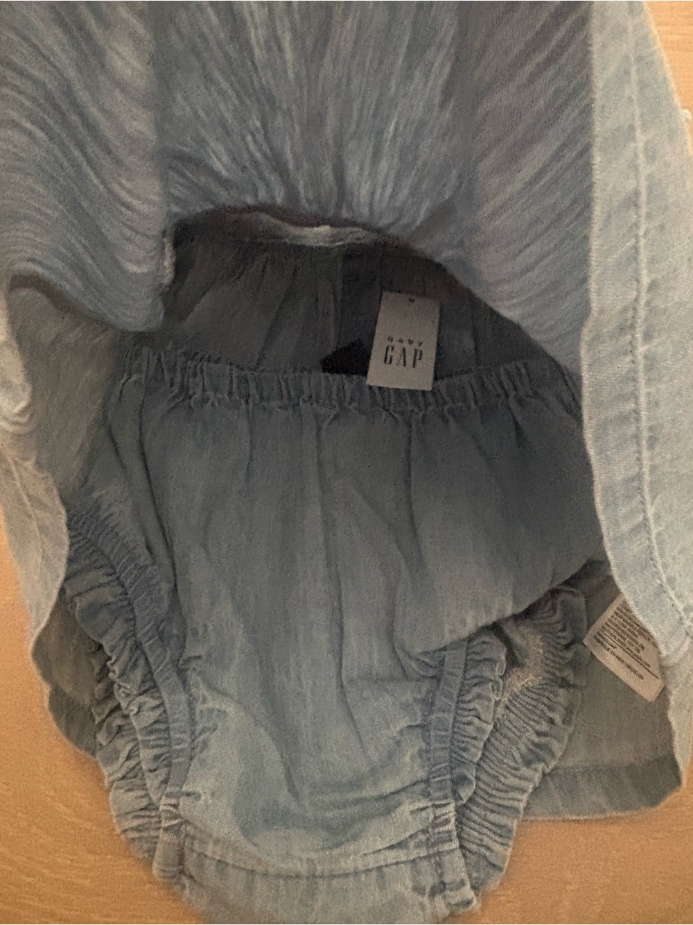 NWT GAP Baby Blue Denim Dress with Floral Embroidery & Matching Bottoms - Picture 5 of 5